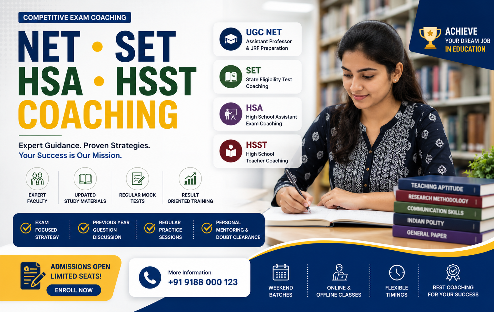 Professional NET Coaching, SET Coaching, HSA Coaching, and HSST Coaching academic deck